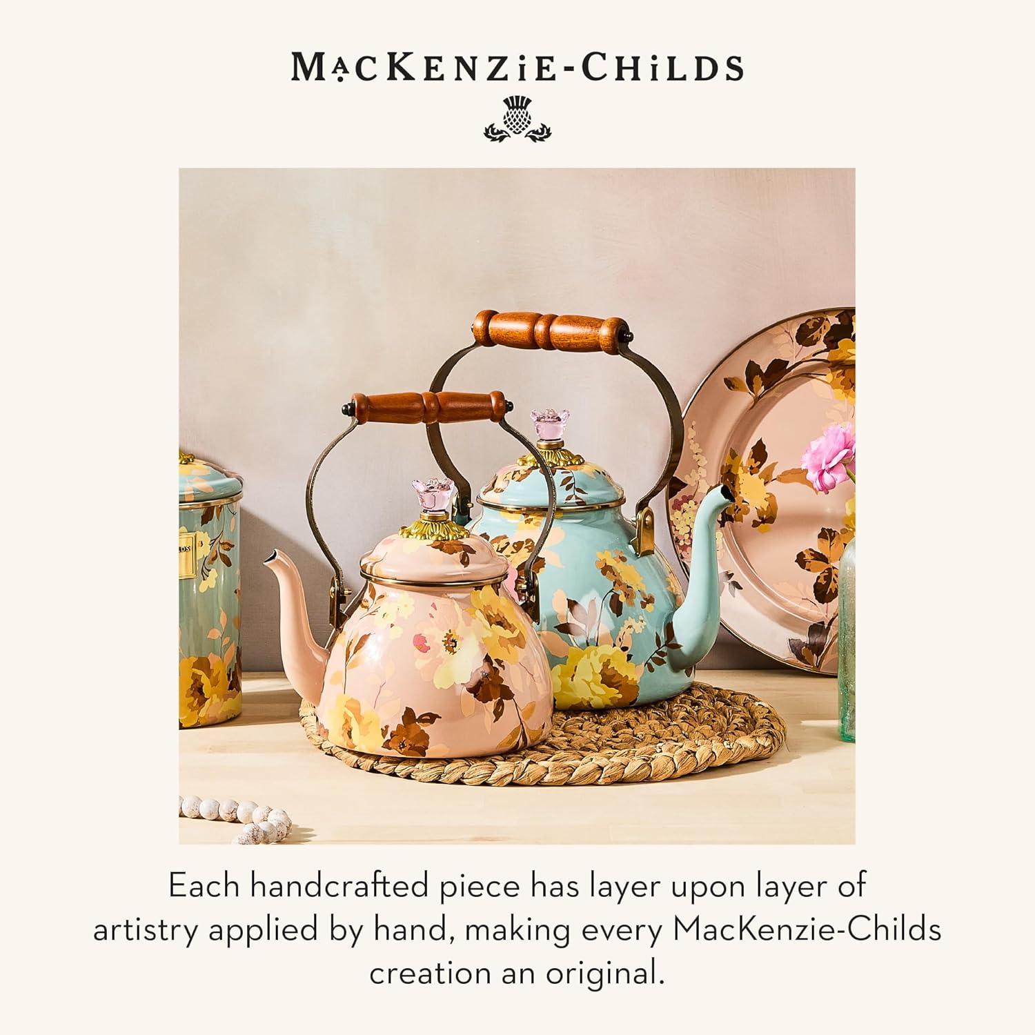 image:imageMACKENZIECHILDS Enamel Tea Kettle Decorative Tea Kettle for Stovetop 3 Quarts Wild Rose SlateSlate Wild Rose