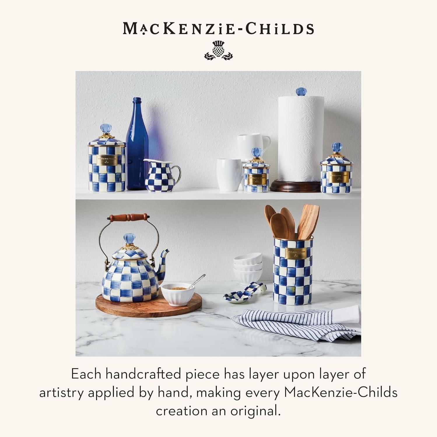 image:imageMACKENZIECHILDS Enamel Utensil Holder Stylish Kitchen Countertop Organizer Wild Rose MauveRoyal Check