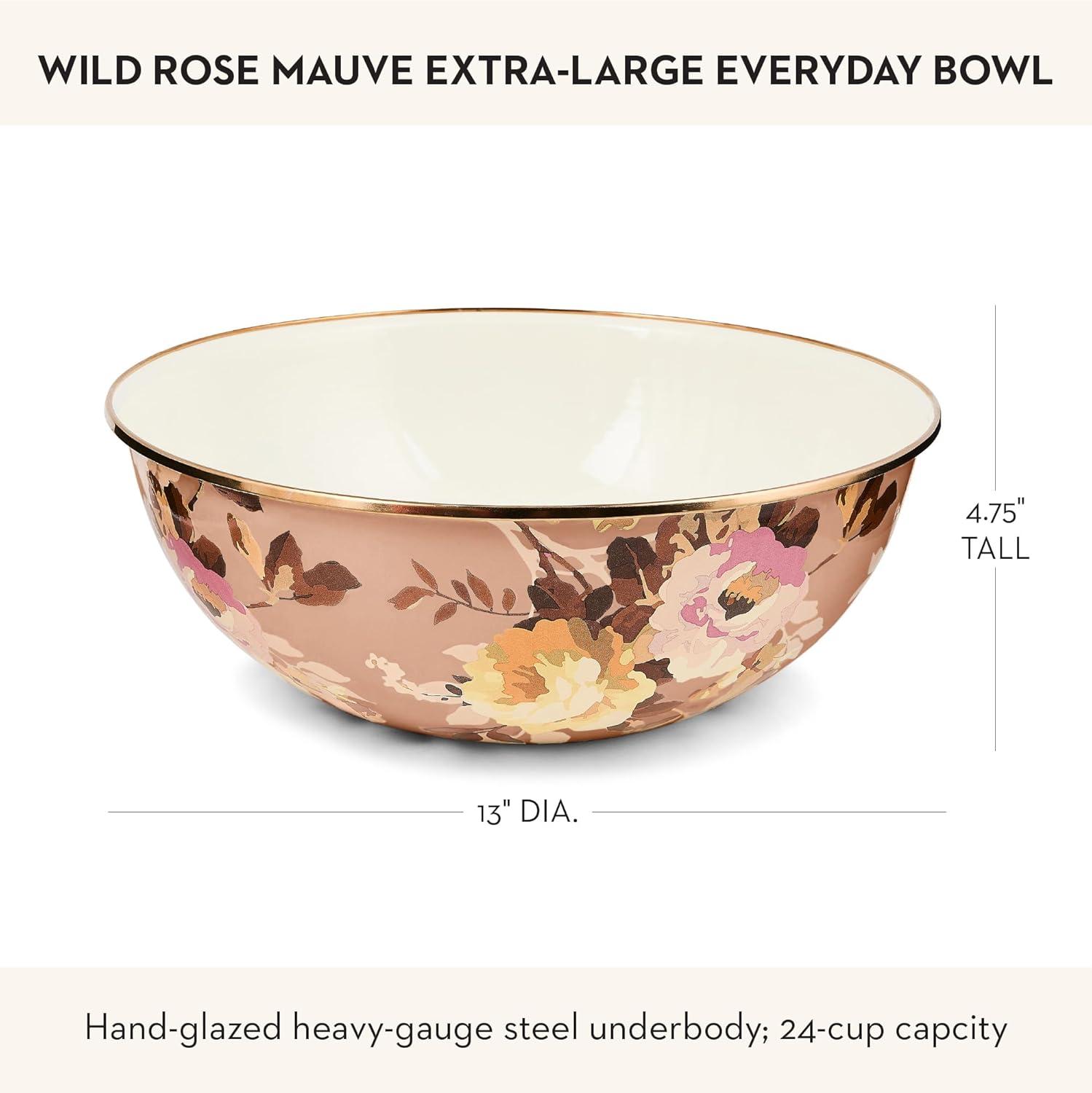 image:imageMACKENZIECHILDS Everyday Bowl Serving Bowl for Entertaining Large Wild Rose MauveMauve Wild Rose