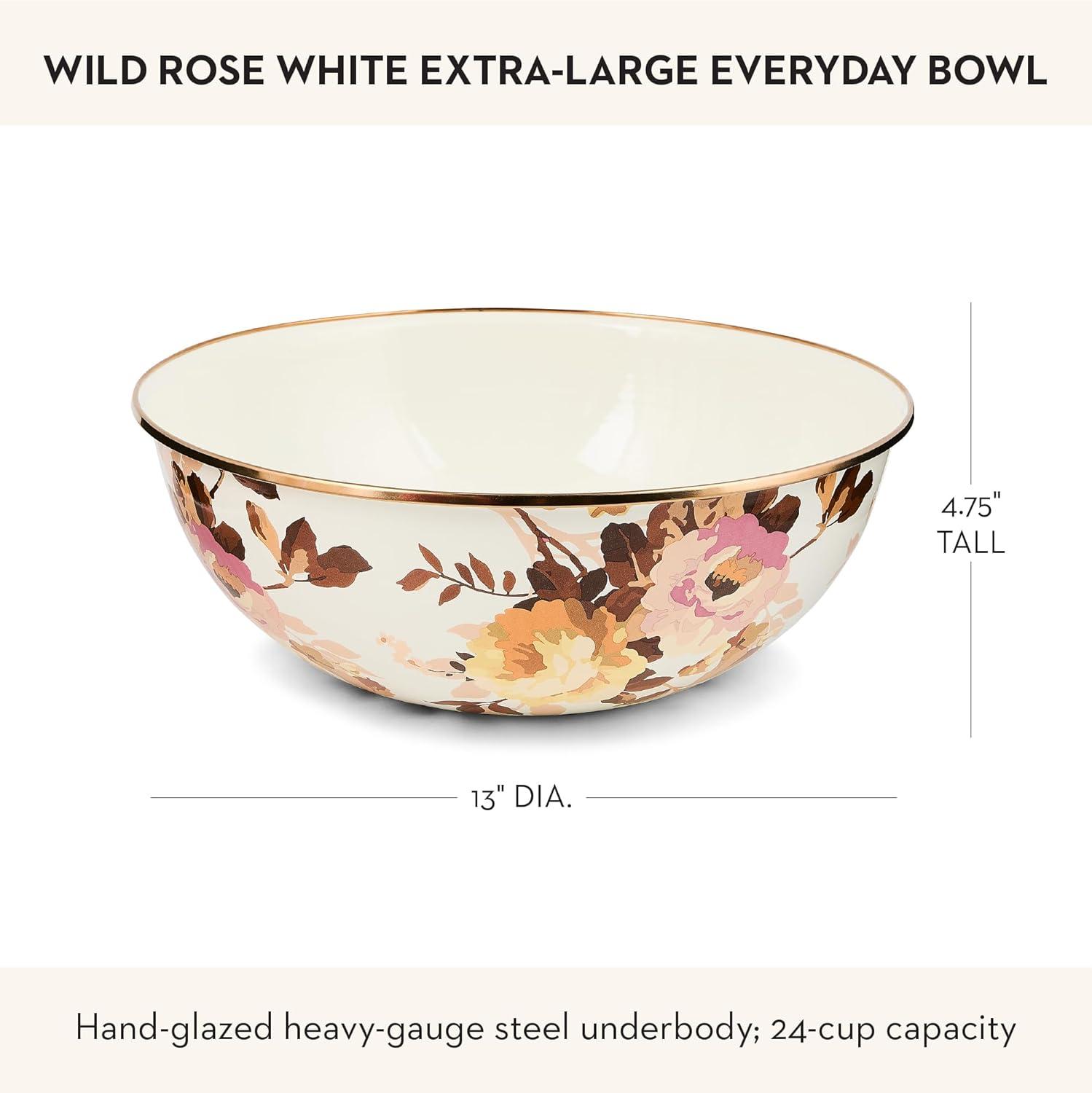image:imageMACKENZIECHILDS Everyday Bowl Serving Bowl for Entertaining Large Wild Rose MauveWhite Wild Rose