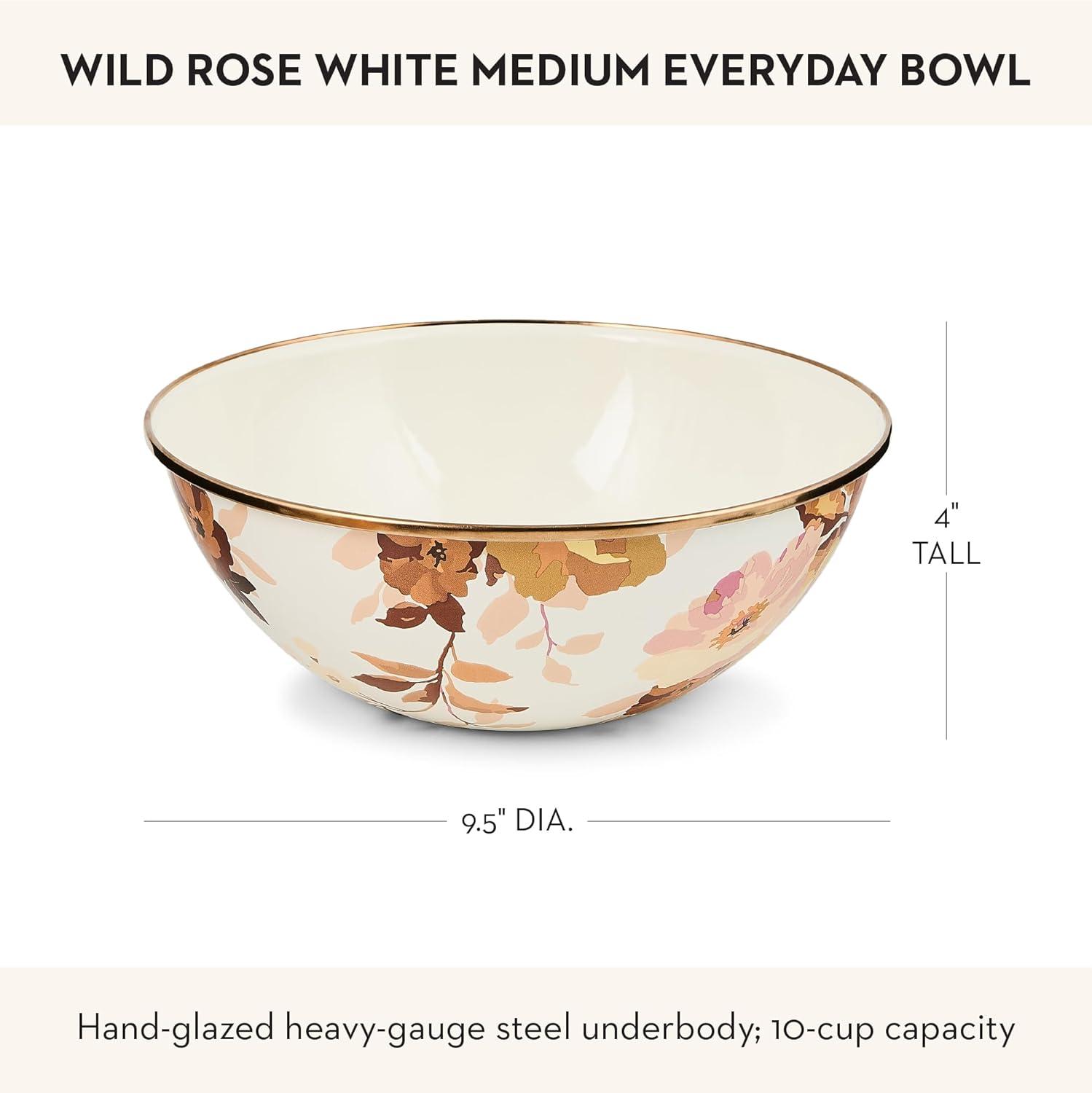 image:imageMACKENZIECHILDS Everyday Bowl Serving Bowl for Entertaining Large Wild Rose MauveWhite Wild Rose