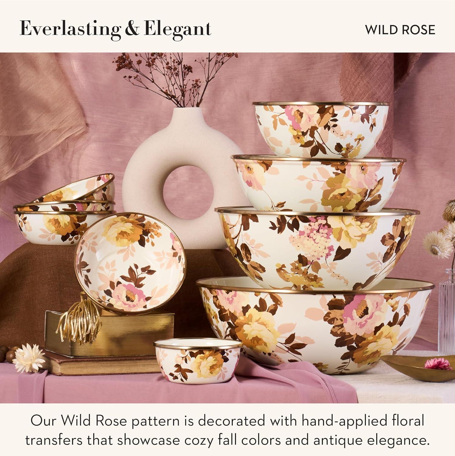 image:imageMACKENZIECHILDS Everyday Bowl Serving Bowl for Entertaining Large Wild Rose MauveWhite Wild Rose