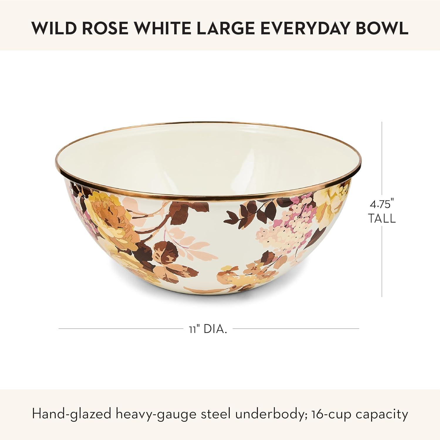 image:imageMACKENZIECHILDS Everyday Bowl Serving Bowl for Entertaining Large Wild Rose MauveWhite Wild Rose