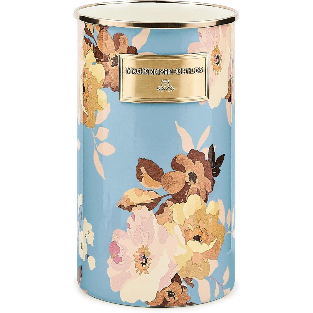 image:imageMACKENZIECHILDS Enamel Utensil Holder Stylish Kitchen Countertop Organizer Wild Rose MauveSlate Wild Rose