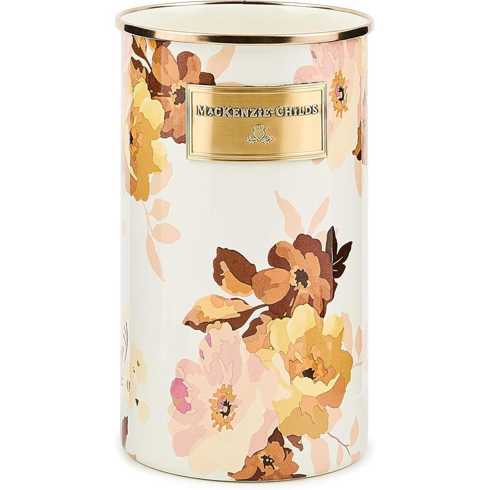 image:imageMACKENZIECHILDS Enamel Utensil Holder Stylish Kitchen Countertop Organizer Wild Rose MauveWhite Wild Rose