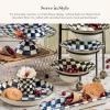 MACKENZIE-CHILDS Enamel Abundant Bowl, Decorative or Serving Bowl, 13-Cup Capacity, Wild Rose Mauve(Royal Check)