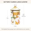 MACKENZIE-CHILDS Enamel Canister, Kitchen Storage Container with Lid, Large, 64-Ounce Capacity, Wild Rose Slate(Butterfly Garden)