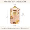 MACKENZIE-CHILDS Enamel Canister, Kitchen Storage Container with Lid, Large, 64-Ounce Capacity, Wild Rose Slate(Mauve Wild Rose)