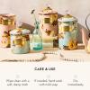 MACKENZIE-CHILDS Enamel Canister, Kitchen Storage Container with Lid, Large, 64-Ounce Capacity, Wild Rose Slate(Slate Wild Rose)