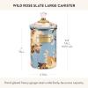 MACKENZIE-CHILDS Enamel Canister, Kitchen Storage Container with Lid, Large, 64-Ounce Capacity, Wild Rose Slate(Slate Wild Rose)