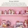 MACKENZIE-CHILDS Enamel Canister, Kitchen Storage Container with Lid, Large, 64-Ounce Capacity, Wild Rose Slate(White Flower Market)