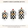 MACKENZIE-CHILDS Enamel Canister Set, Small (38 oz.), Medium (48 oz.), and Large (64 oz.) Kitchen Containers, Brown Wild Rose(Courtly Check)