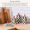 MACKENZIE-CHILDS Enamel Canister Set, Small (38 oz.), Medium (48 oz.), and Large (64 oz.) Kitchen Containers, Brown Wild Rose(Courtly Check)