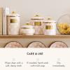 MACKENZIE-CHILDS Enamel Canister Set, Small (38 oz.), Medium (48 oz.), and Large (64 oz.) Kitchen Containers, Brown Wild Rose(Rosy Check)