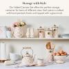 MACKENZIE-CHILDS Enamel Canister Set, Small (38 oz.), Medium (48 oz.), and Large (64 oz.) Kitchen Containers, Brown Wild Rose(Rosy Check)