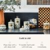 MACKENZIE-CHILDS Enamel Canister Set, Small (38 oz.), Medium (48 oz.), and Large (64 oz.) Kitchen Containers, Brown Wild Rose(Sterling Check)