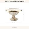 MACKENZIE-CHILDS Enamel Compote, Pedestal Serving Dish or Decorative Bowl, Large, Wild Rose Slate(Mocha Check)