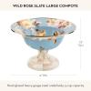 MACKENZIE-CHILDS Enamel Compote, Pedestal Serving Dish or Decorative Bowl, Large, Wild Rose Slate(Slate Wild Rose)