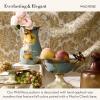 MACKENZIE-CHILDS Enamel Pedestal Platter, Round Cake Stand, Large, Wild Rose Slate(Blue-gray  Brown)