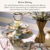 MACKENZIE-CHILDS Enamel Pedestal Platter, Round Cake Stand, Large, Wild Rose Slate(Blue-gray  Brown)