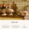 MACKENZIE-CHILDS Enamel Pedestal Platter, Round Cake Stand, Large, Wild Rose Slate(Mauve Wild Rose)