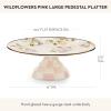 MACKENZIE-CHILDS Enamel Pedestal Platter, Round Cake Stand, Large, Wild Rose Slate(Pink Wildflowers)