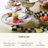 MACKENZIE-CHILDS Enamel Pedestal Platter, Round Cake Stand, Large, Wild Rose Slate(White)