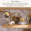 MACKENZIE-CHILDS Enamel Pedestal Platter, Round Cake Stand, Large, Wild Rose Slate(Wild Rose White)