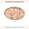 MACKENZIE-CHILDS Enamel Round Tray, Decorative Serving Platter for Food and Drinks, Wild Rose Mauve(Mauve Wild Rose)