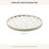 MACKENZIE-CHILDS Enamel Round Tray, Decorative Serving Platter for Food and Drinks, Wild Rose Mauve(Sterling Check)