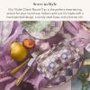 MACKENZIE-CHILDS Enamel Round Tray, Decorative Serving Platter for Food and Drinks, Wild Rose Mauve(Violet Check)