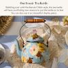 MACKENZIE-CHILDS Enamel Tea Kettle, Decorative Tea Kettle for Stovetop, 3 Quarts, Wild Rose Slate(Slate Wild Rose)