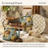 MACKENZIE-CHILDS Enamel Tea Kettle, Decorative Tea Kettle for Stovetop, 3 Quarts, Wild Rose Slate(Slate Wild Rose)