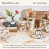 MACKENZIE-CHILDS Enamel Utensil Holder, Stylish Kitchen Countertop Organizer, Wild Rose Mauve(Butterfly Garden)
