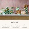 MACKENZIE-CHILDS Enamel Utensil Holder, Stylish Kitchen Countertop Organizer, Wild Rose Mauve(Emerald Check)