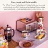 MACKENZIE-CHILDS Enamel Utensil Holder, Stylish Kitchen Countertop Organizer, Wild Rose Mauve(Flower Market White)