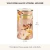 MACKENZIE-CHILDS Enamel Utensil Holder, Stylish Kitchen Countertop Organizer, Wild Rose Mauve(Mauve Wild Rose)