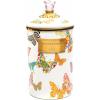 MACKENZIE-CHILDS Enamel Canister, Kitchen Storage Container with Lid, Large, 64-Ounce Capacity, Wild Rose Slate(Butterfly Garden)