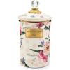 MACKENZIE-CHILDS Enamel Canister, Kitchen Storage Container with Lid, Large, 64-Ounce Capacity, Wild Rose Slate(Pink Wildflower)