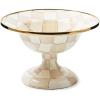 MACKENZIE-CHILDS Enamel Compote, Pedestal Serving Dish or Decorative Bowl, Large, Wild Rose Slate(Mocha Check)