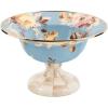 MACKENZIE-CHILDS Enamel Compote, Pedestal Serving Dish or Decorative Bowl, Large, Wild Rose Slate(Slate Wild Rose)