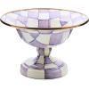 MACKENZIE-CHILDS Enamel Compote, Pedestal Serving Dish or Decorative Bowl, Large, Wild Rose Slate(Violet Check)