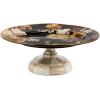 MACKENZIE-CHILDS Enamel Pedestal Platter, Round Cake Stand, Large, Wild Rose Slate(Brown Wild Rose)
