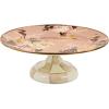 MACKENZIE-CHILDS Enamel Pedestal Platter, Round Cake Stand, Large, Wild Rose Slate(Mauve Wild Rose)