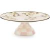MACKENZIE-CHILDS Enamel Pedestal Platter, Round Cake Stand, Large, Wild Rose Slate(Pink Wildflowers)