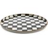 MACKENZIE-CHILDS Enamel Round Tray, Decorative Serving Platter for Food and Drinks, Wild Rose Mauve(Courtly Check)