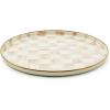 MACKENZIE-CHILDS Enamel Round Tray, Decorative Serving Platter for Food and Drinks, Wild Rose Mauve(Mocha Check)