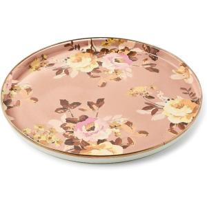 MACKENZIE-CHILDS Enamel Round Tray, Decorative Serving Platter for Food and Drinks, Wild Rose Mauve(Mauve Wild Rose)