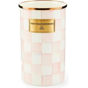 MACKENZIE-CHILDS Enamel Utensil Holder, Stylish Kitchen Countertop Organizer, Wild Rose Mauve(Rosy Check)