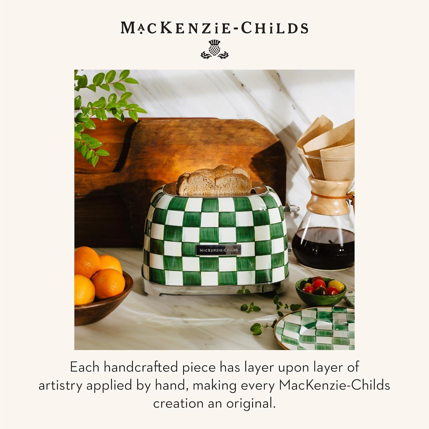 image:imageMACKENZIECHILDS 2Slice Toaster Decorative Toaster for Kitchen BlackandWhite Courtly Flower MarketEmerald Check